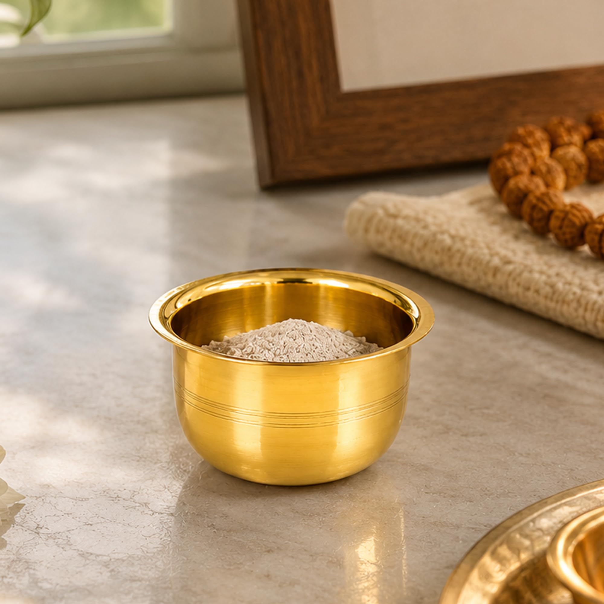 Putrika Brass Pooja Bowl|Kumkum Haldi Chandan Turmeric Sandal for Temple |Traditional Brass Pot for Akshata, Holy Water, Puja Thali|Lightweight|Puna Cup- Multipurpose Bowl(28g) 4