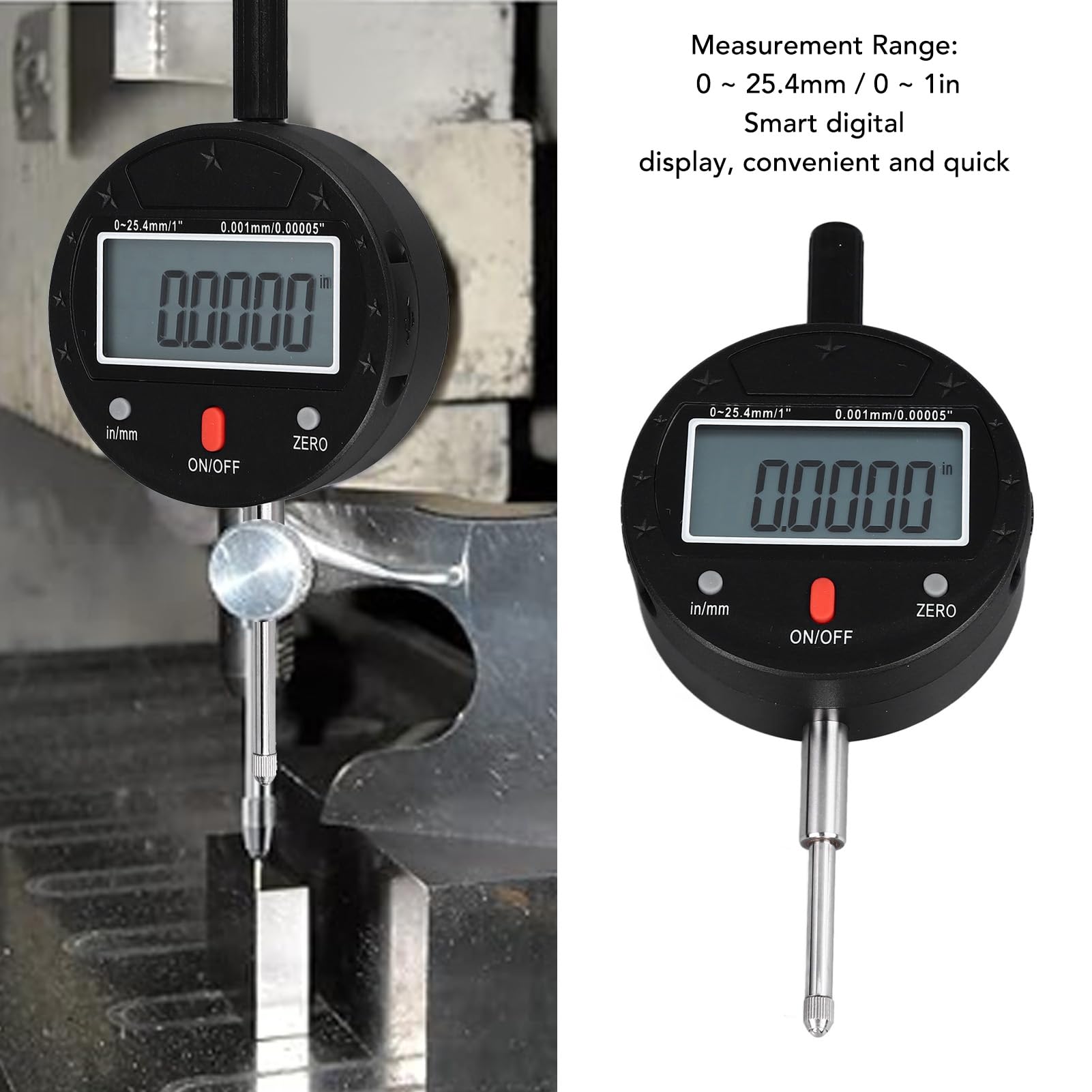 Dial digital Indir 3V 0 rango de 25,4 mm, dial electrónico Indir con resolución de 0,001 mm, sonda IP54 Indir para