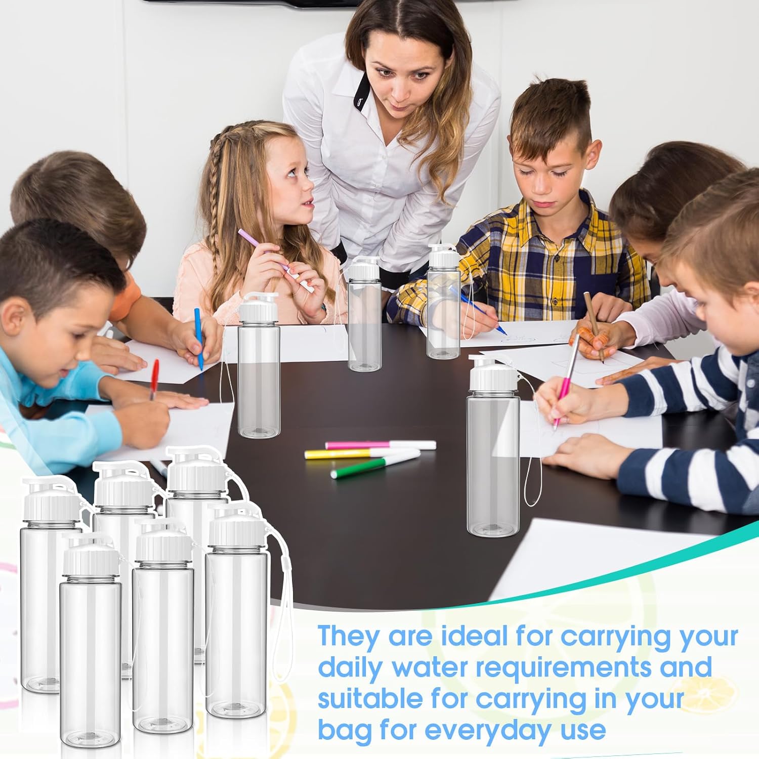 Mifoci 20 Pieces Water Bottle Bulk 17 oz Plastic Water Bottles Bulk Gym Sports Adults Reusable Large Bottles with Leak Proof Flip Top for Party Outdoor(Regular Style,White) - Image 4