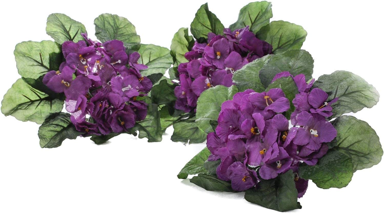 Factory Direct Craft Purple African Violet Artificial Silk Flower Bushes from Pack of 6 Individual Artificial Polysilk Violet Flowers