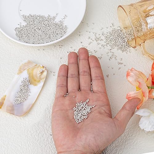 Miniatura 3 de SAVITA 1400 cuentas redondas de metal pequeñas de 0.079 pulgadas (0.079 in), cuentas redondas chapadas en metal para joyería, pulseras, collares,