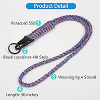 Vista 4 de Llavero de Paracord de Servicio Pesado, Collar de Paracord, Llavero para Teléfono Celular, Silbatos, Correa Trenzada para Muñeca