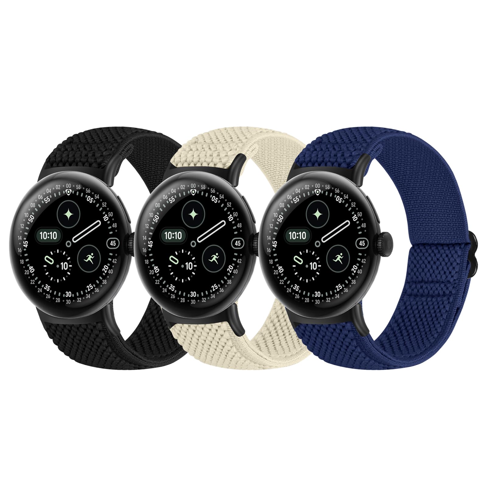 BTTNG Elastic Watch Straps Compatible with Google Pixel Watch 4/3 41mm/Pixel Watch 2/1 Bands for Women Men, Adjustable Stretchy Sport Nylon Bands Replacement Wristbands 3 Pack — view 11