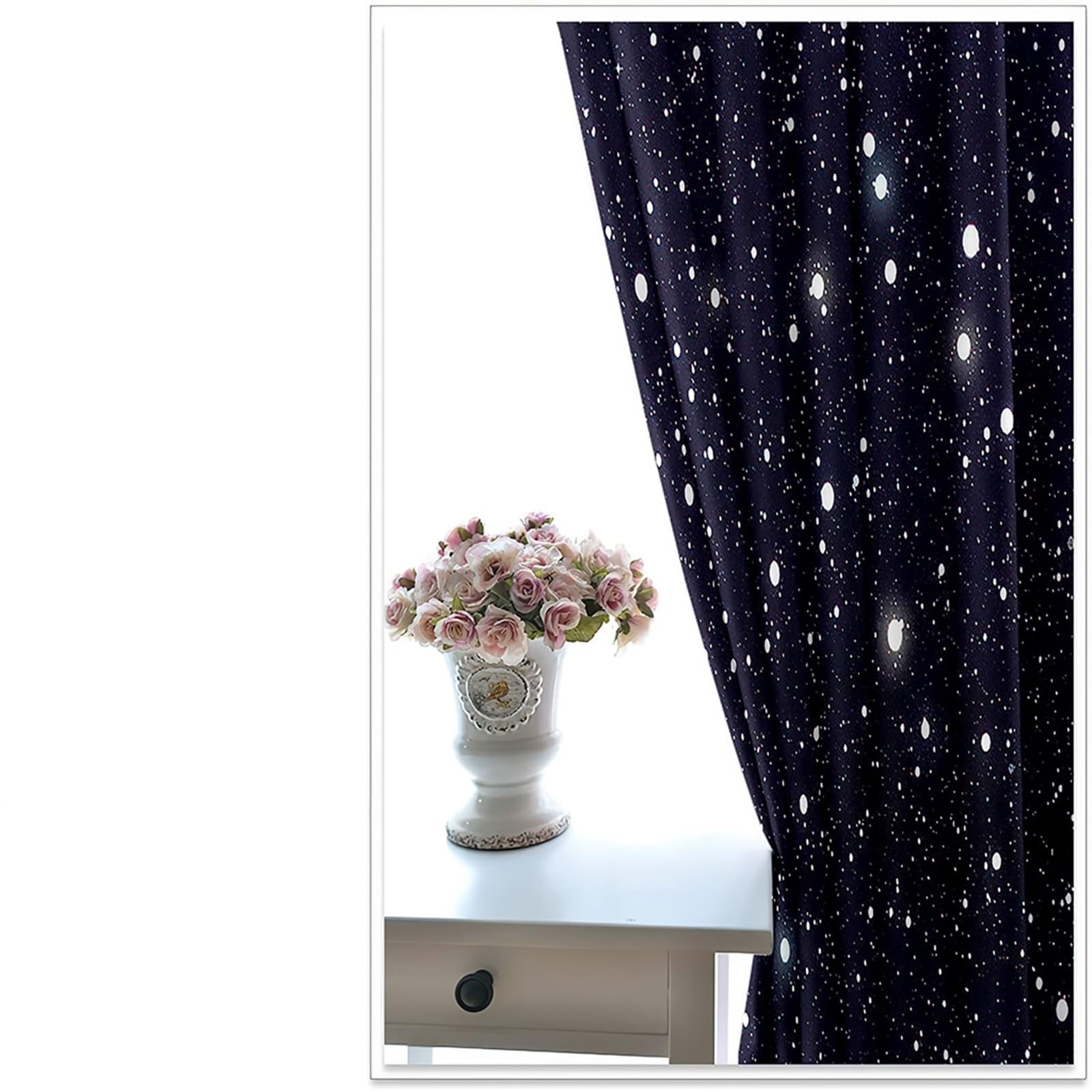 Vorhang Verdunkelung 183 cm Lang, Gardinen Verdunklung mit Ösen 2er Set Marineblau Winter Sternenhimmel Landschaft Vorhänge für Wohnzimmer Schlafzimmer Kinderzimmer, 214x183 cm(BxH)