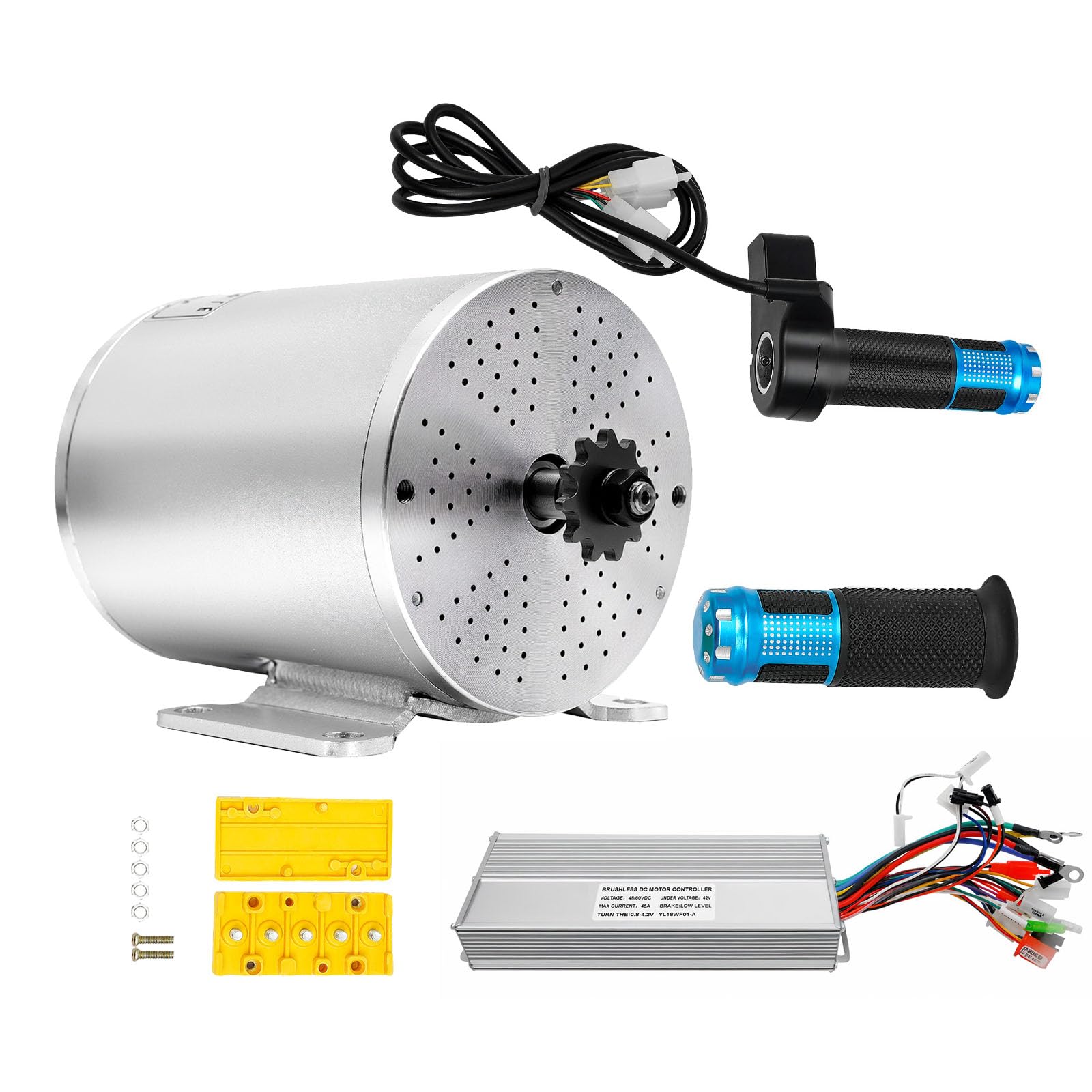 Silnik elektryczny bezszczotkowy 60 V DC 2000 W, prędkość hocn, sterownik 36 A i silnik pedałowy, do skutera elektrycznego (60 V, 2 kW)