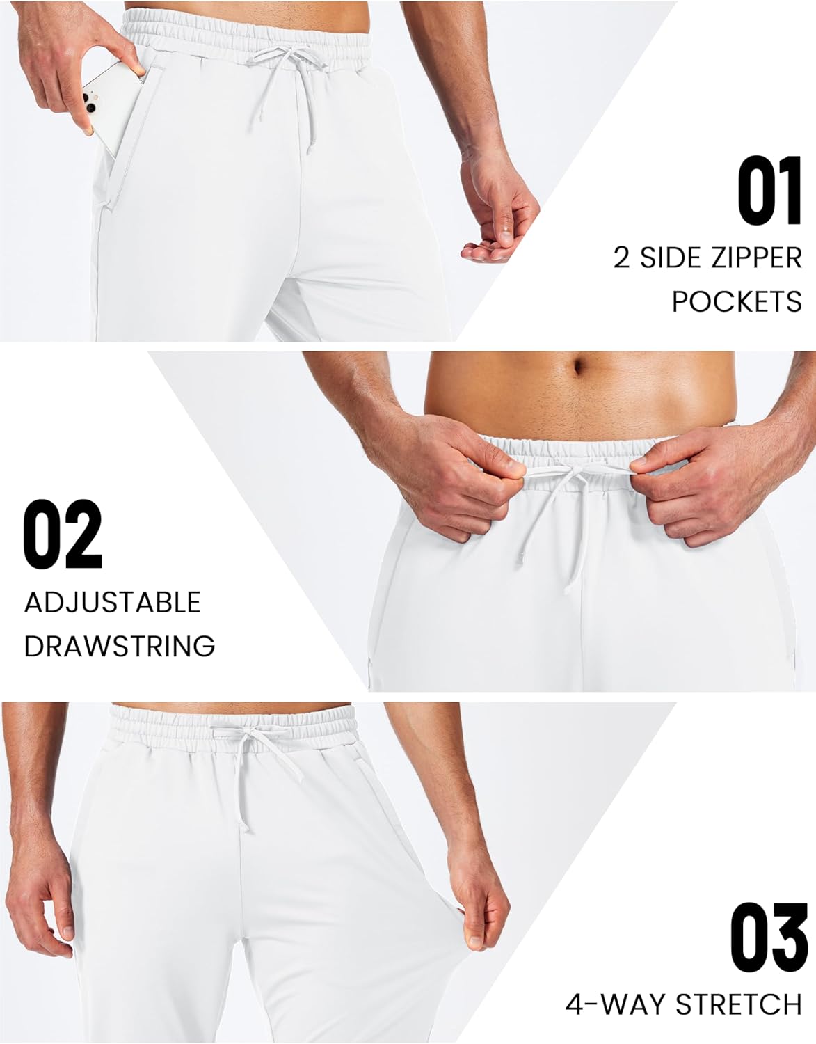 MAGCOMSEN Men's Fleece Lined Winter Warm Pants Water Resistant Active Running Gym Joggers Sweatpants with Zipper Pockets - Image 5