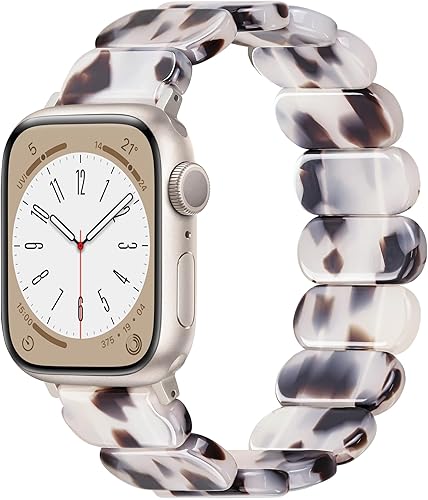 Aniaboho Correa elástica de resina compatible con Apple Watch Series 9 8 SE 7 6 5 4 3 2 Ultra 2, elegantes correas de iWatch para mujeres y hombres,