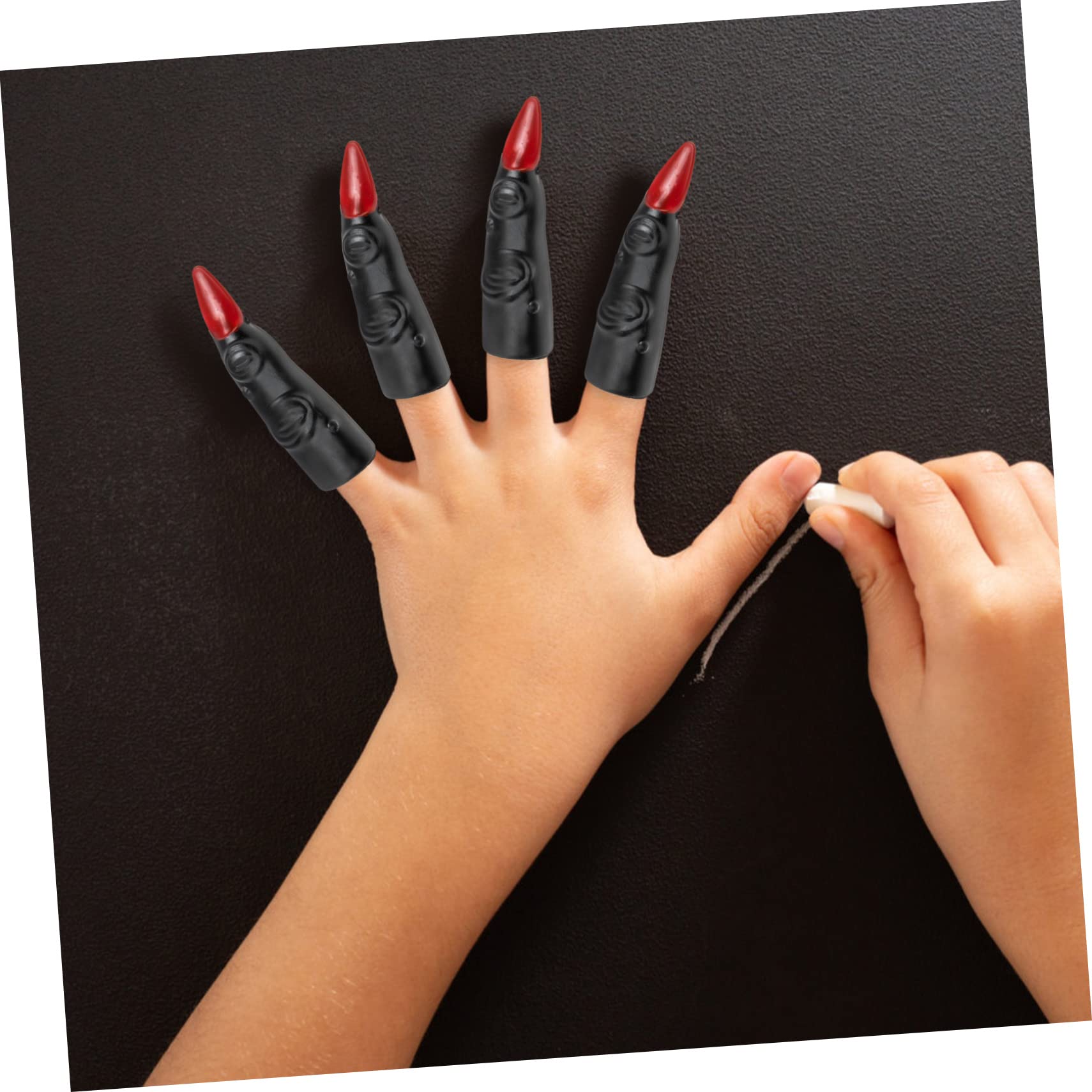 BRIGHTFUFU 24pcs Black Witch Fake Fingers Halloween Witches Nails Cosplay Props for Parties