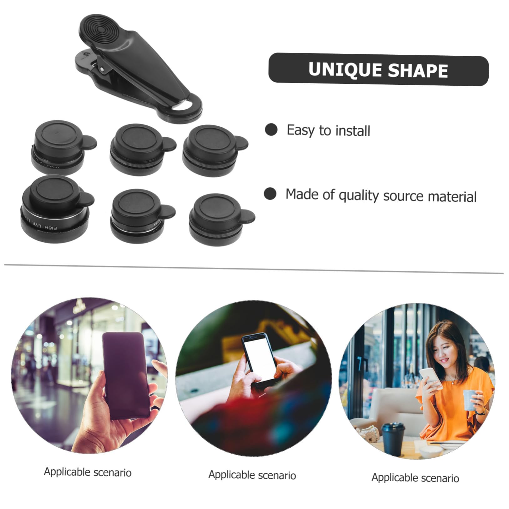 HOMSFOU Phone Lens Set Telephoto Wide Angle Macro and More Mobile Camera Lens Kit for Smartphones Enhance Your Photography Skills