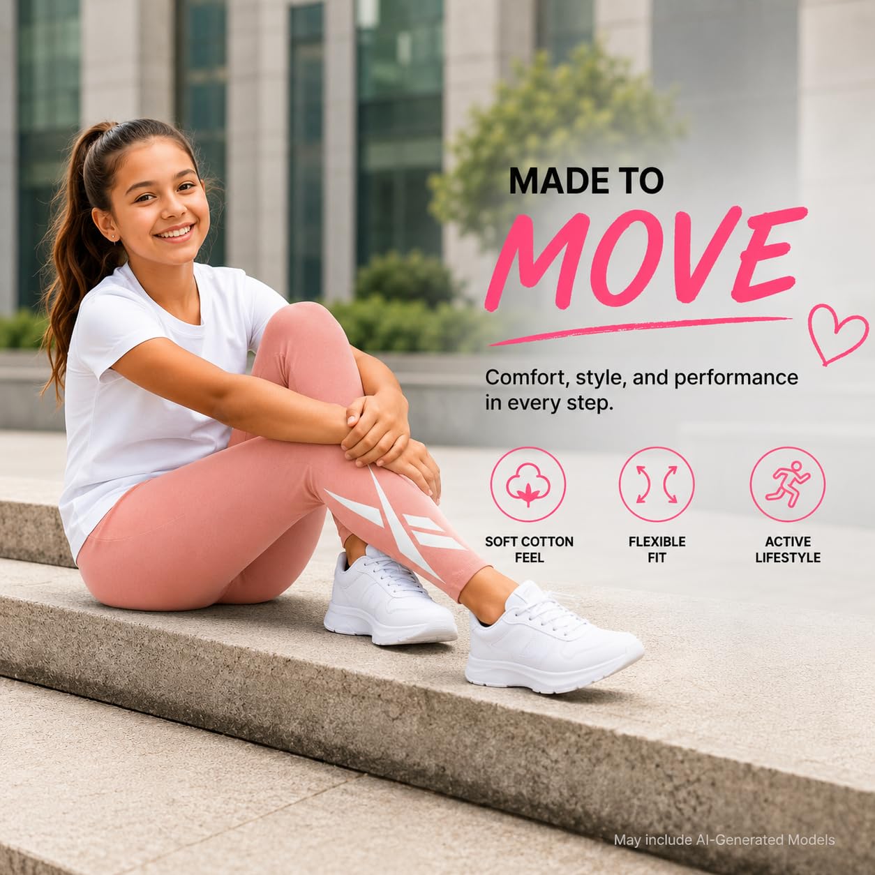Reebok Leggings da ragazza – Confezione da 2 leggings sportivi in cotone – Pantaloni da yoga per ragazze collant da danza (taglie: 7-12)