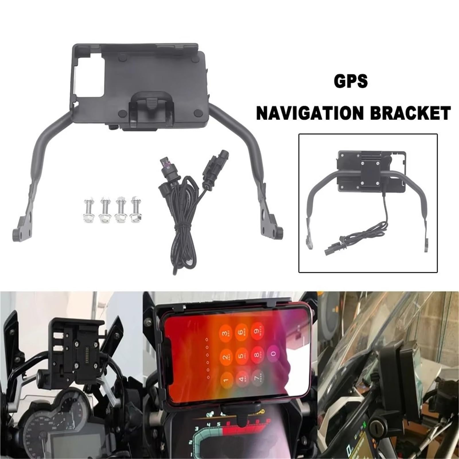 Soporte Placa Navegación GPS Cargador Inalámbrico USB Teléfono Móvil Navegación GPS para Motocicleta para R1200GS R1250GS F700GS F800GS F750GS Y F850GS.
