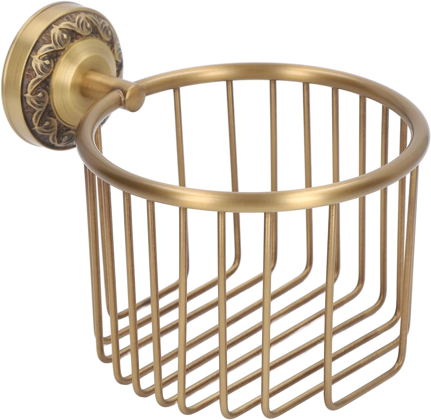 Brass Antique Toilet Roll Holder, Wall Mount No Punch Shiny Rusty resistants with Accessories for Bathroom Tissue Roll Dispenser