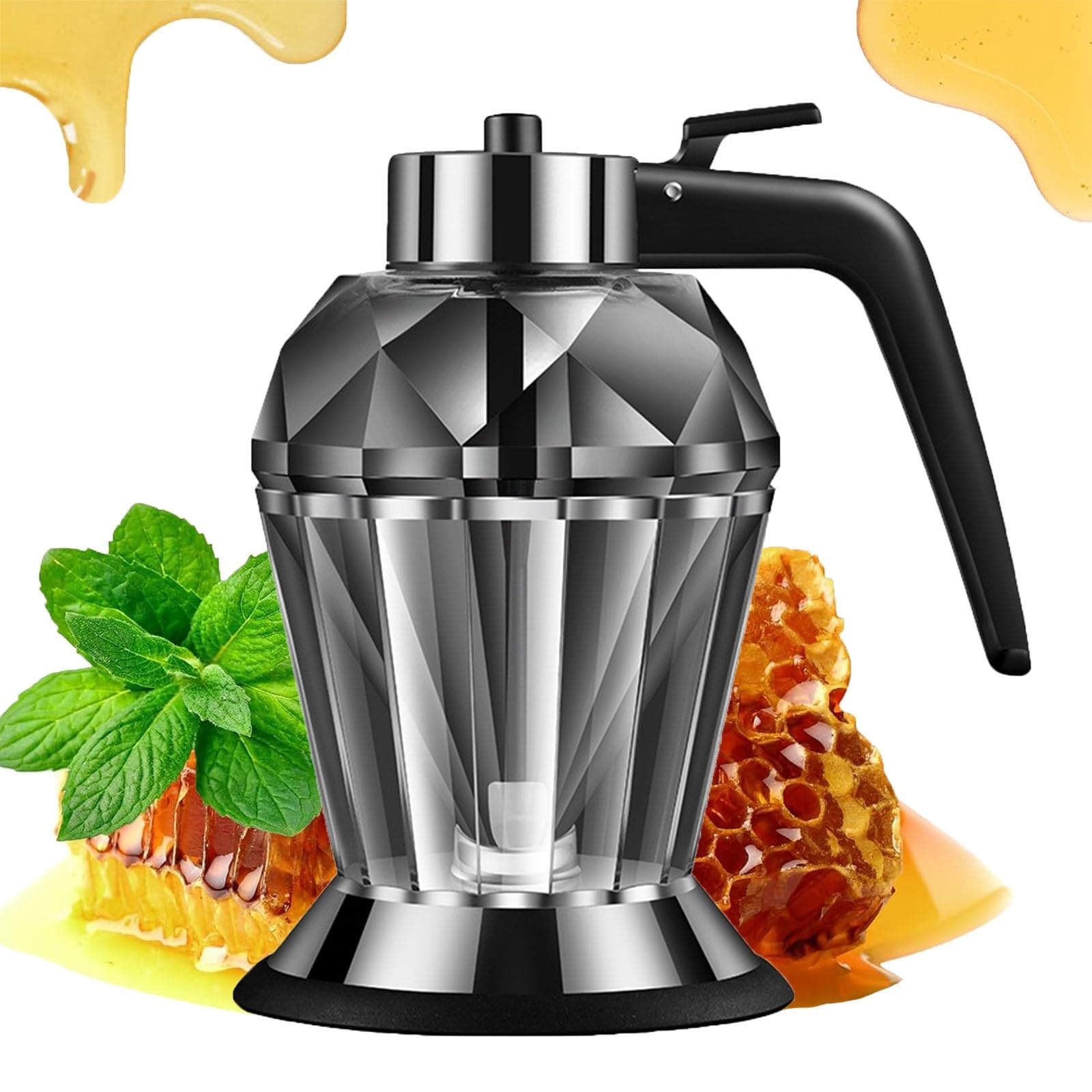 Honey Dispenser, Glass Honey Dispenser No Drip, 6.76 Oz Honey Jar?Maple Syrup Dispenser, Honey Pot With Stand, Perfect Bee Decoration Home Kitchen?Home Decor for Any Occasion (200ML)