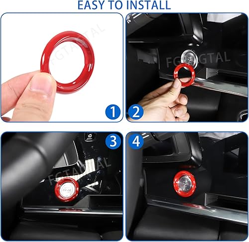 Miniatura 5 de Cubierta del botón de arranque de parada del motor para Chevrolet Corvette C8 Stingray 2020-2024, accesorios de anillo de arranque de encendido ABS