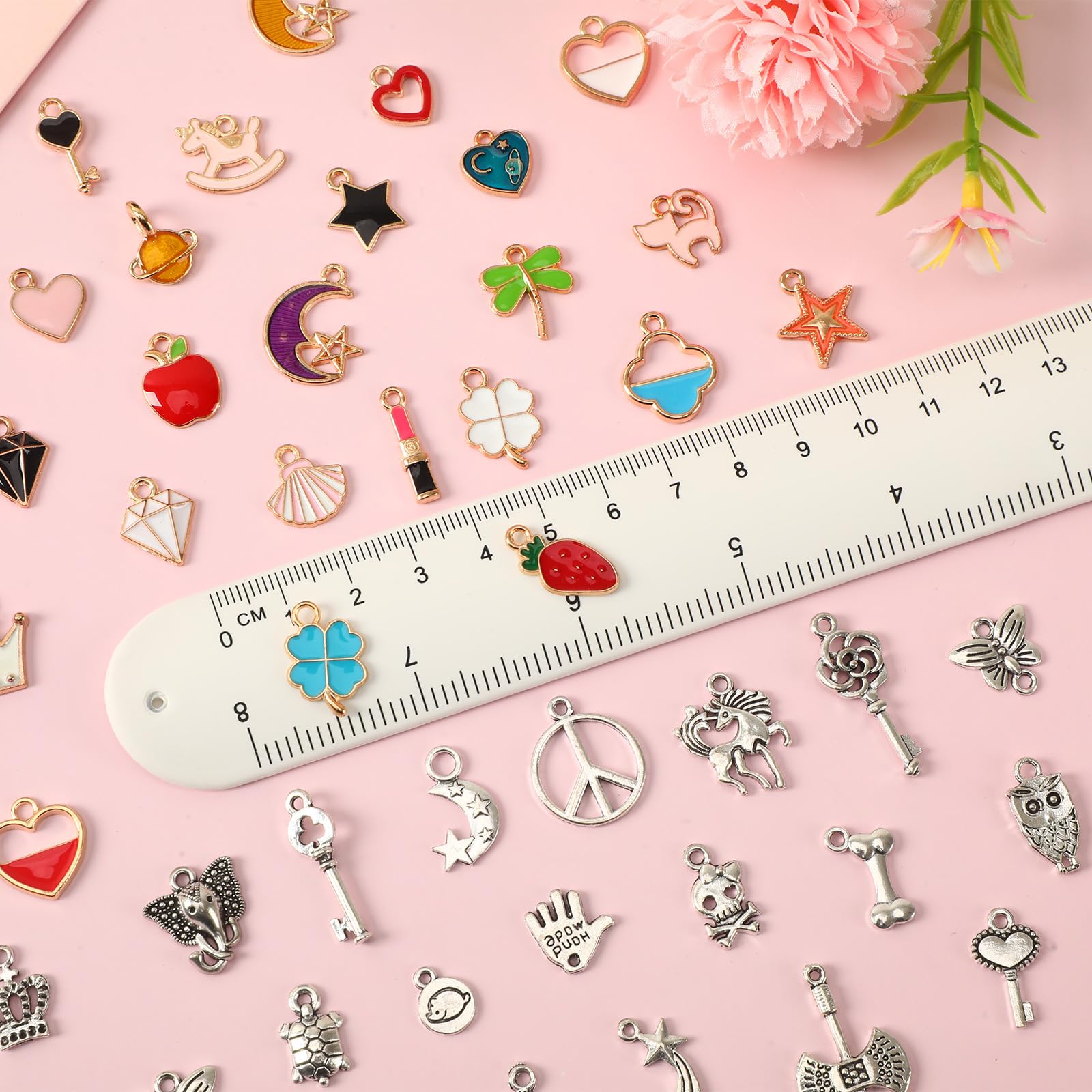 SANNIX 350Pcs Charm for Jewelry Making Assorted Gold Enamel Charms - Image 2