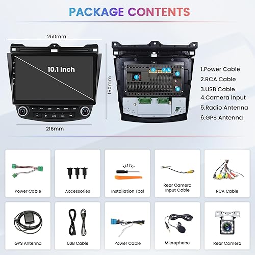 Miniatura 20 de Radio de coche Android 2+64G para Honda Accord 2003 2004 2005 2006 2007, 9 pulgadas pantalla táctil Radio inalámbrico Carplay Android Auto, WiFi