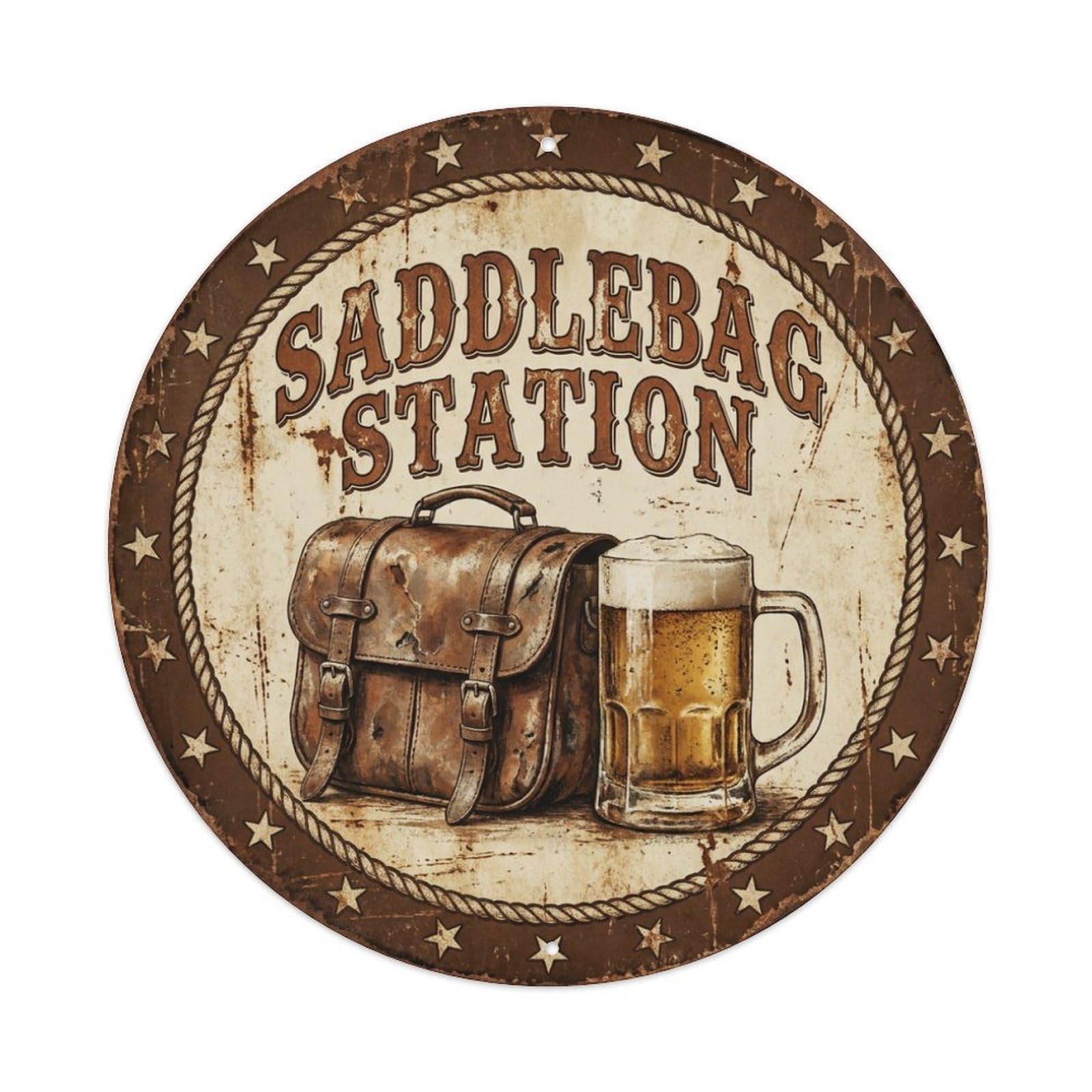 Vintage Beer Western Cowboy Saddlebag Station Retro Bar Metal Tin Sign