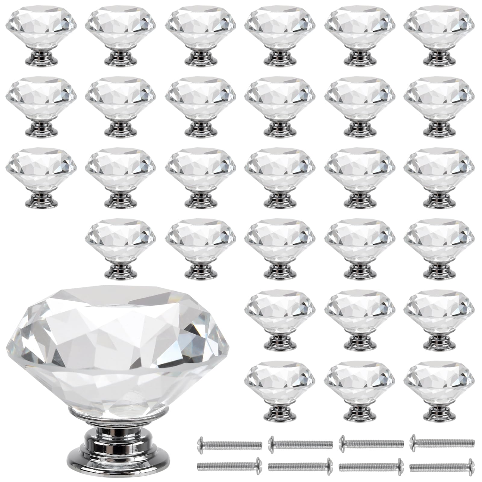 Boutons de tiroir en cristal poignées de porte en diamant cuisine maison 30x