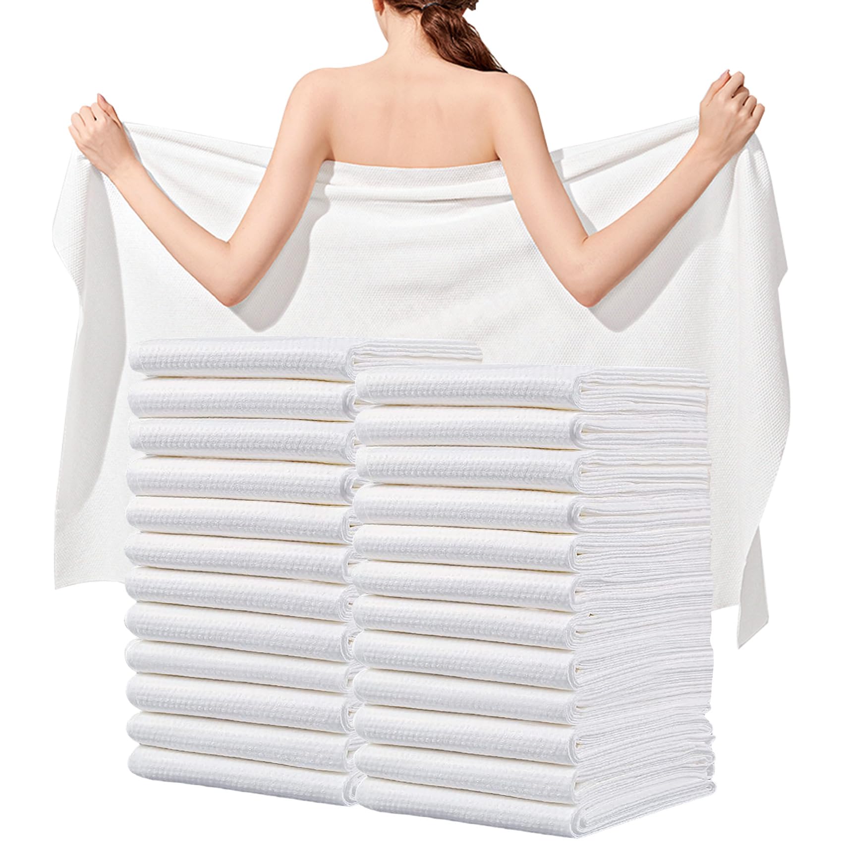 25 Pack Disposable Bath Towels, Camping Towels for Travel 55''X27.5''