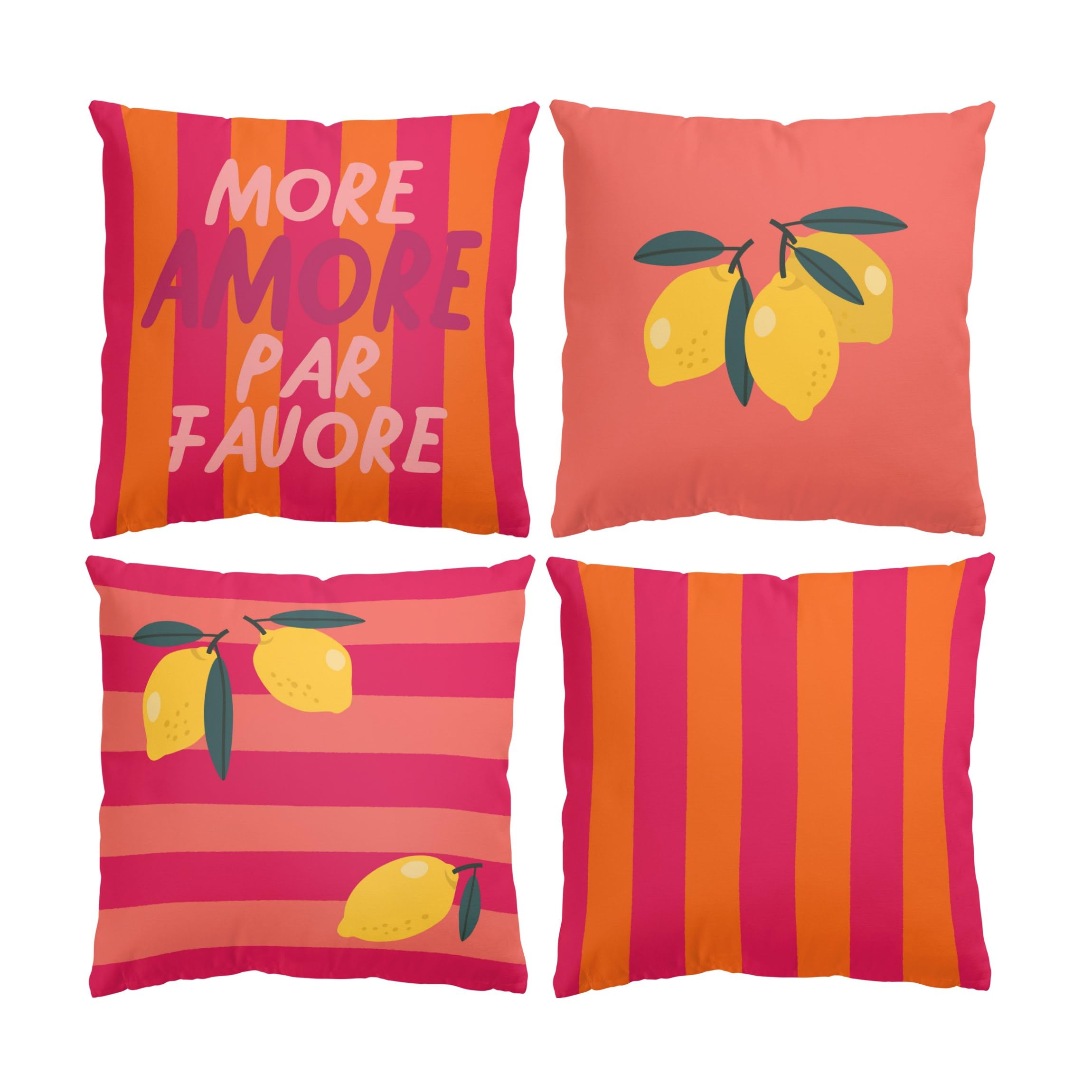Deko Kissenhülle 4er Set draußen/Outdoor waschbar Muster ohne Füllung Zierkissen - Made in Germany - Blumenmuster Bezug bunt Sofakissen Pop Art Outdoor Sofa Bett 1060