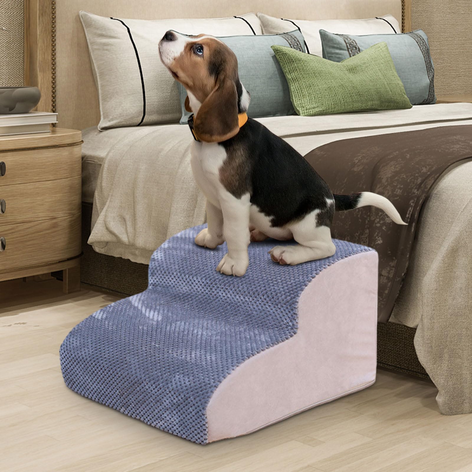 Escalier pour Chien à 2 Marches, Rampe Respirant et Lavable pour Animaux,25 x 29 x 37 cm, Veste Amovible et Lavable, Marche Pied en Éponge à Haute Densité pour Chien Chat, Gris