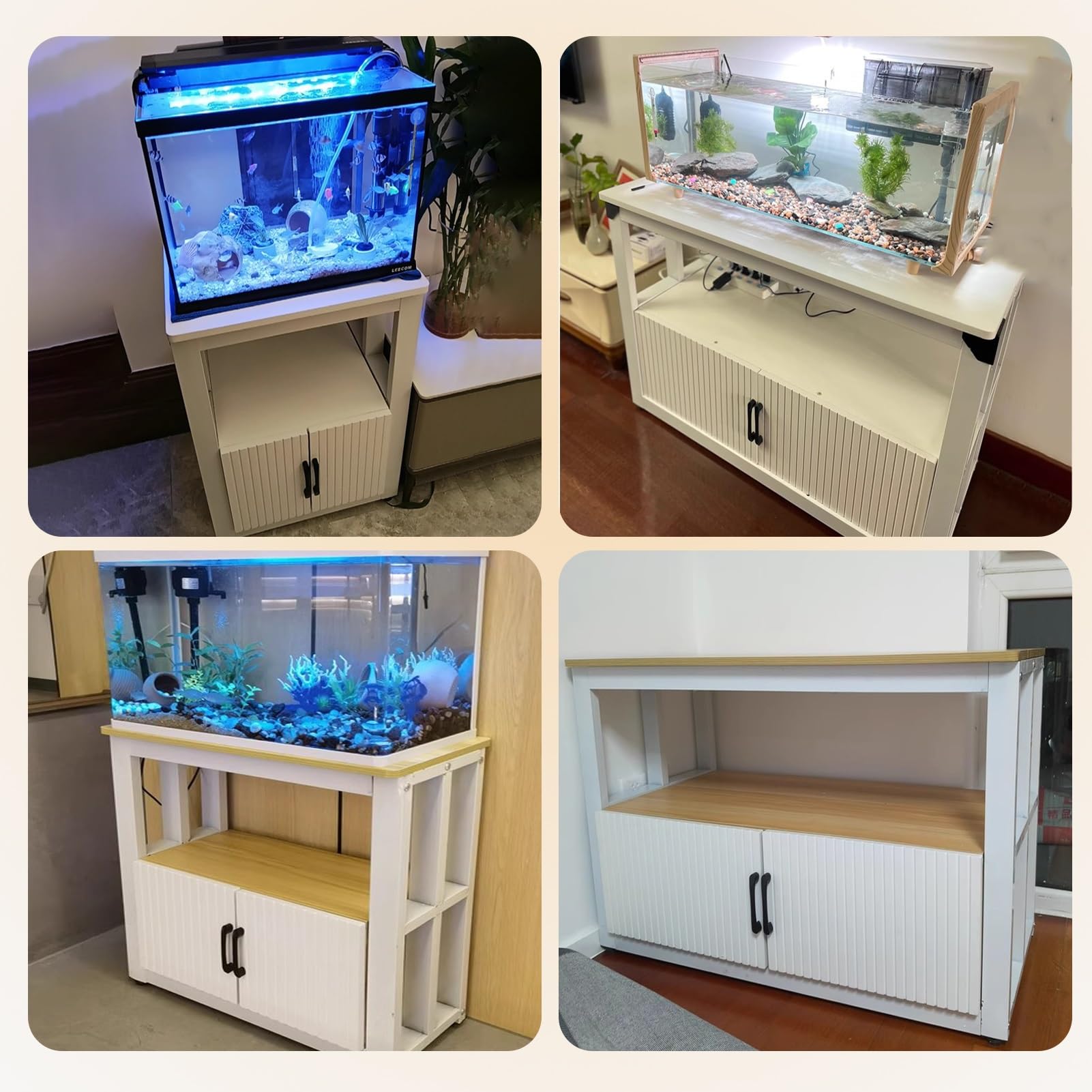 Stojak do akwarium z półką do przechowywania, wytrzymała metalowa szafka terrarium do ekspozycji na podłogę akwariów