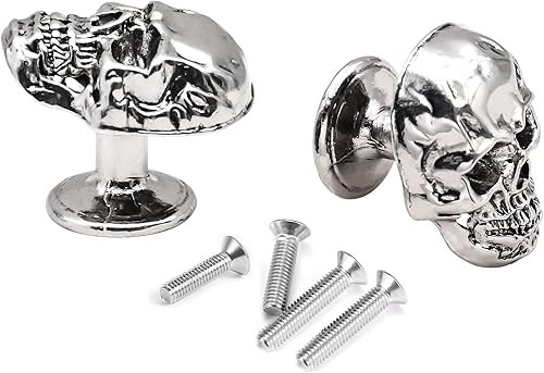 Miniatura 4 de MUMIAO Paquete de 6 pomos de cajón de esqueleto de calavera, tiradores vintage de un solo agujero para armarios de cajones, estanterías, armarios,