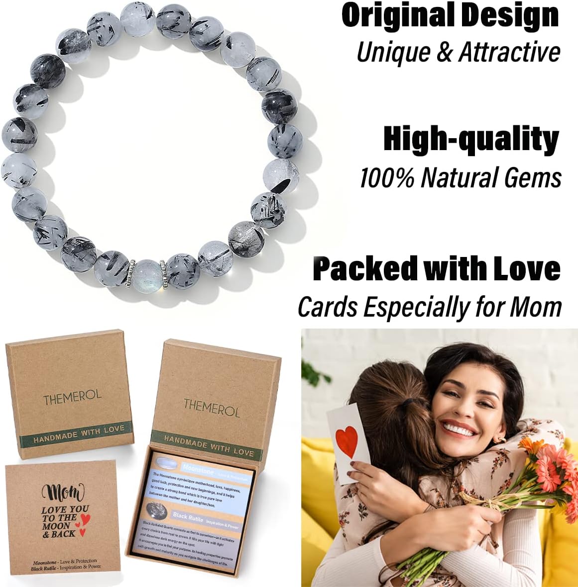 Valentines Day Gifts for Mom/Auntie/Grandma/Sister-Love/Balance-Natural Crystal Bracelet with Meaning-Handmade Gifts - Image 3