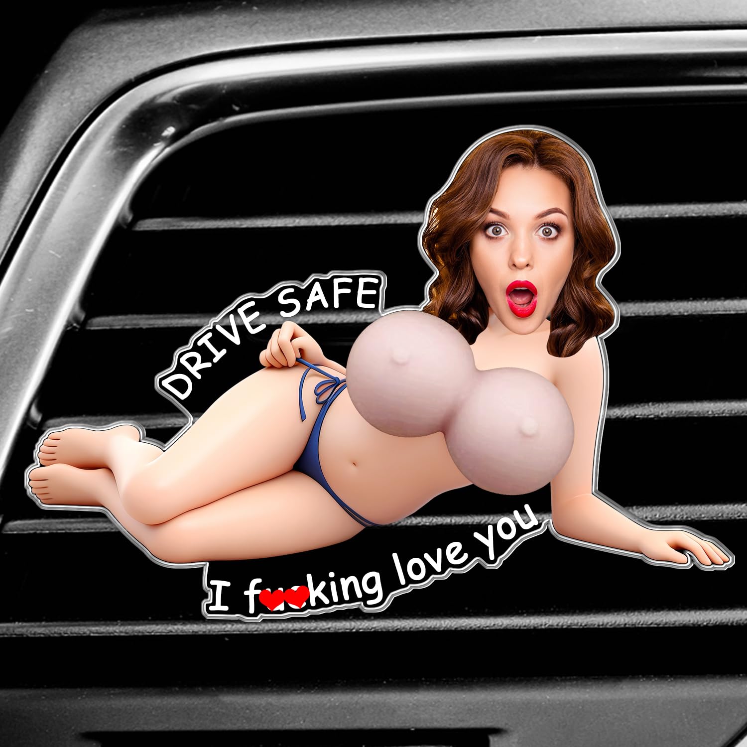 Ayorior Drive Safe I Love You Personalized Photo Face Squishy Acrylic Car Vent Clip – Custom Photo Picture Funny Squeeze Butt Squishy Belly Car Air Vent Accessory Gifts for Him And Her Couples