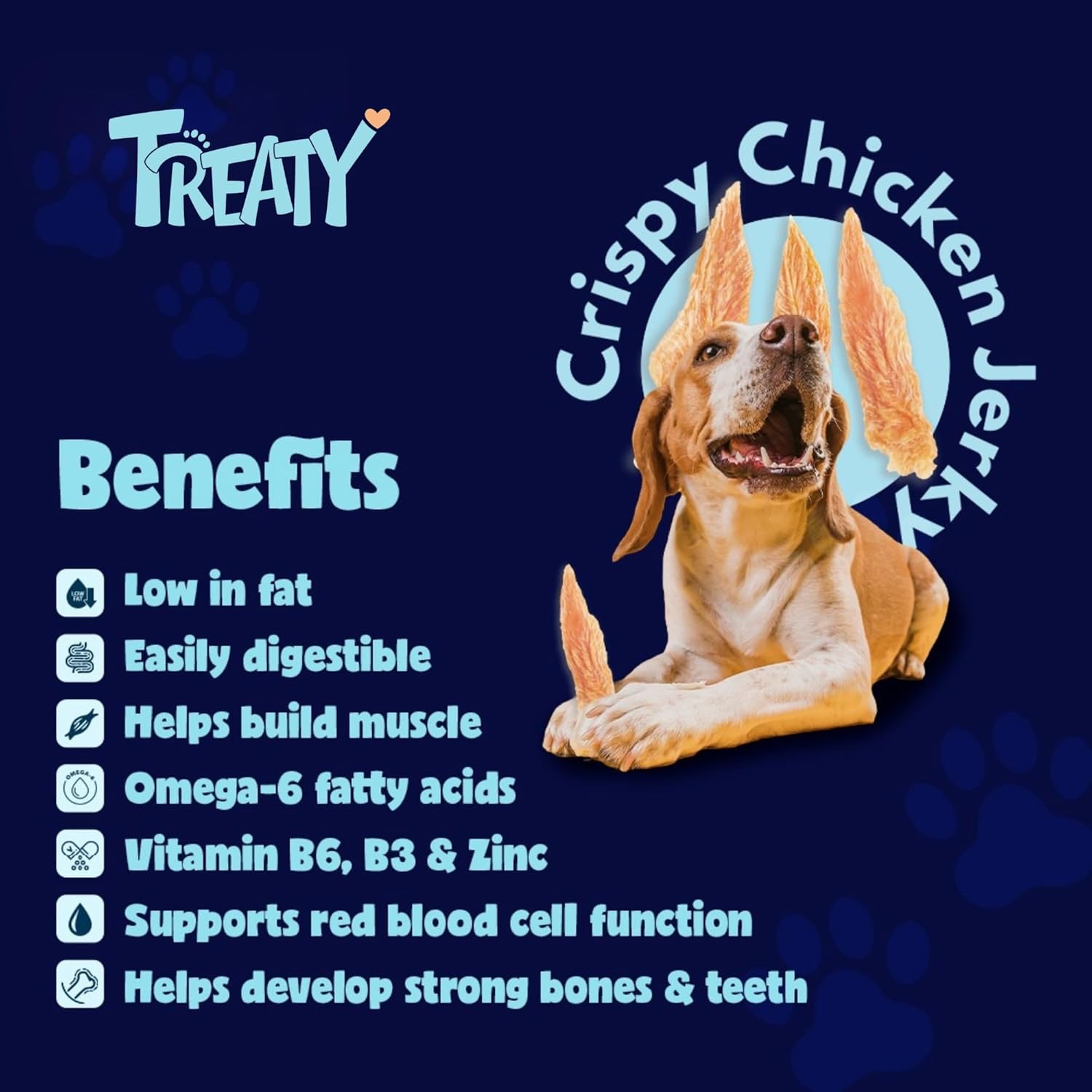 Treaty Chicken Jerky Dog Treats 32 oz Limited One Ingredient Natural Dried Chicken Breast Healthy High Protein Dog Snack Training Reward