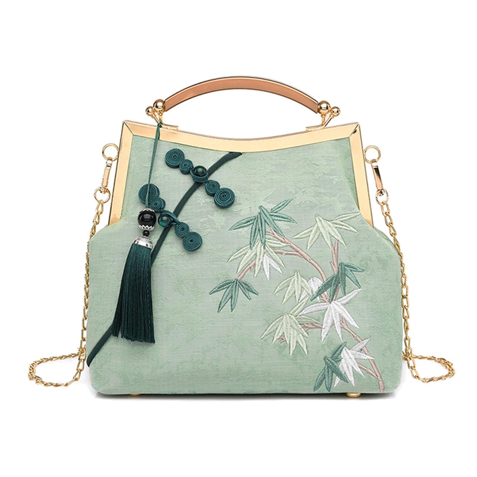 Sac Cheongsam brodé grand sac à main femme avec boucle disque