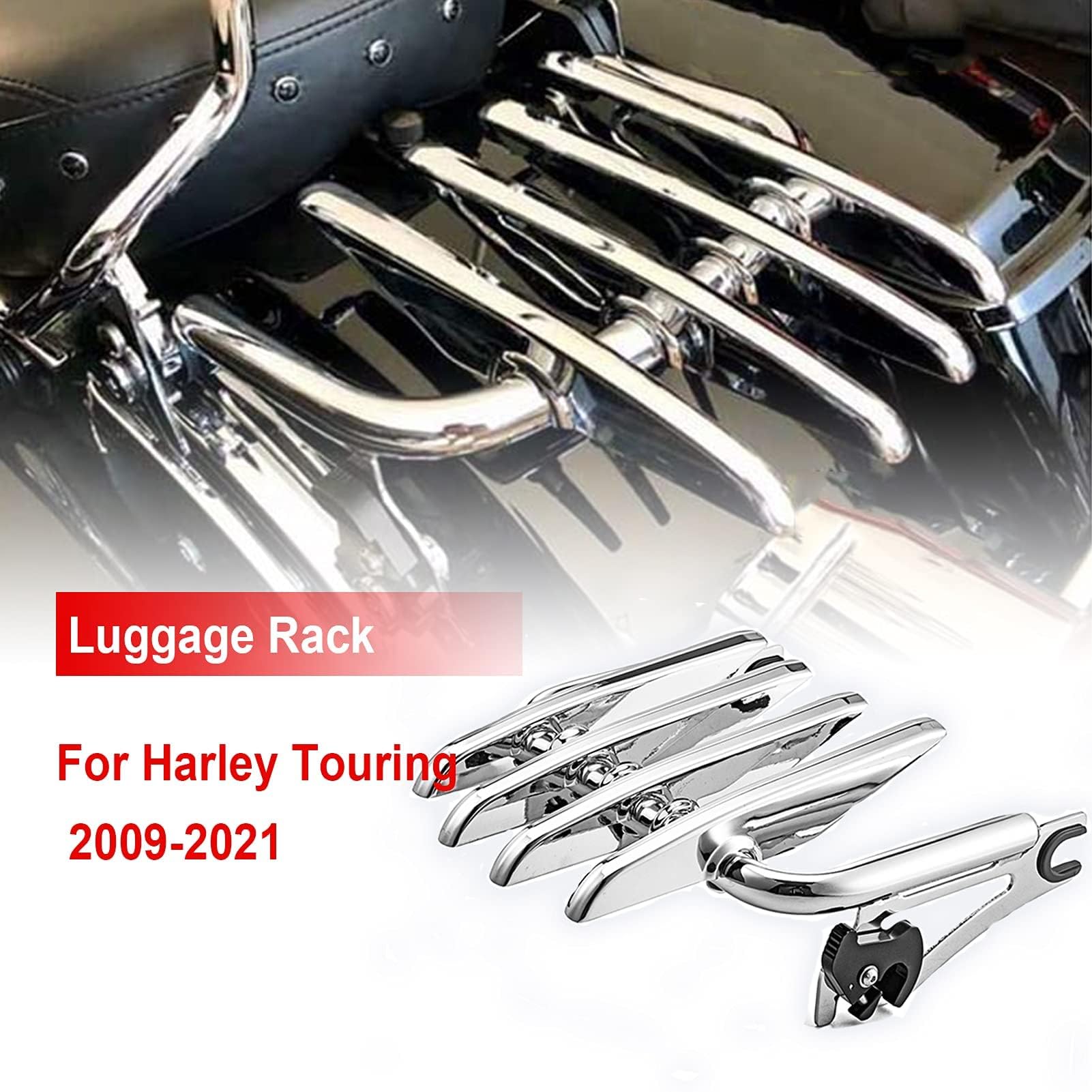 Dasen Stealth Luggage Rack Detachable Compatible with Harley Touring Road King Electra Glide Road Glide Street Glide 2009-2024 Chrome