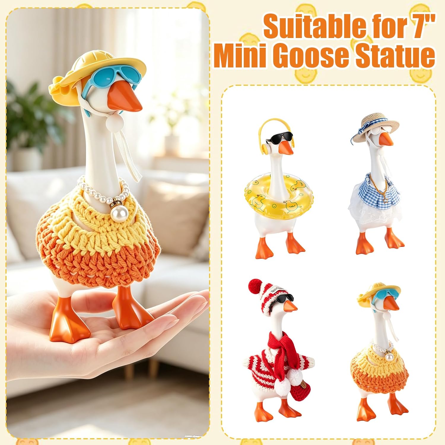 4 Sets 7 inch Desk Goose Outfits Summer Autumn Spring Winter, 4 Seasons