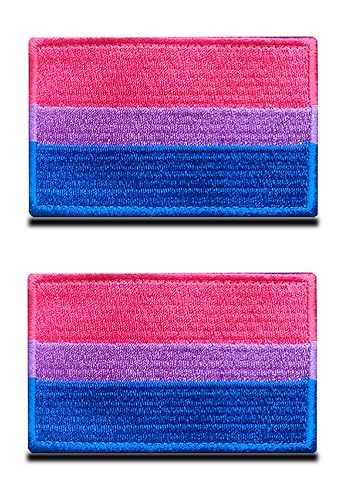 Zcketo 2 Pieces Rainbow Bisexual Flag Patch Tactical LGBT Gay Pride Patch Rainbow Pride Funny Hook & Loop Embroidered Patch for Clothes Clothing Jacket Jeans Vest Hat Harness Military Uniform - Bisexual