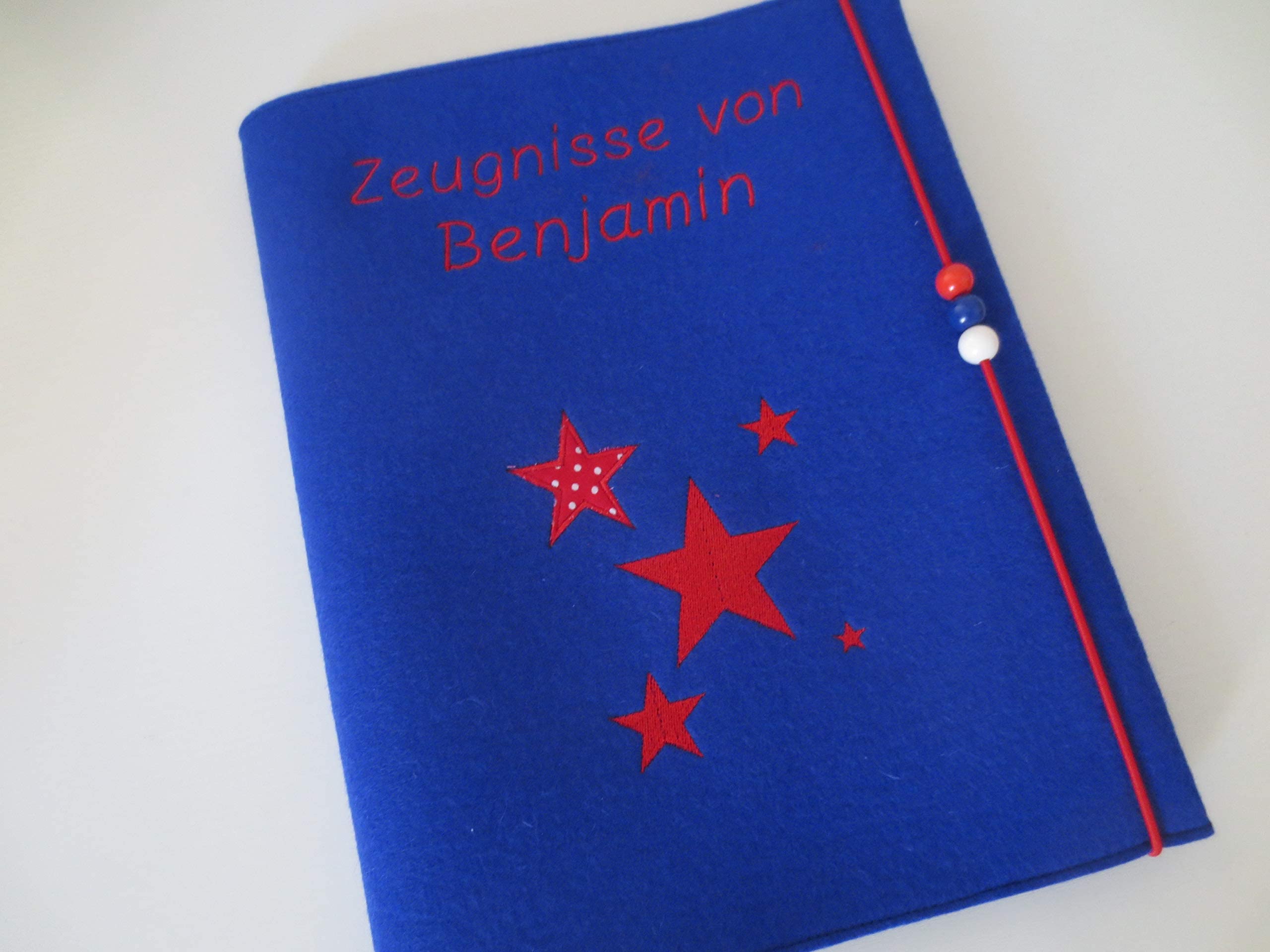 Zeugnismappe Wollfilz Mappe Zeugnisse DIN A4 Grundschule Schule"Sterne"