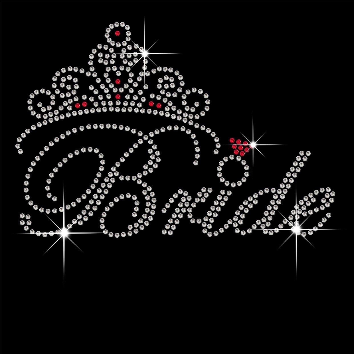 TShirt Showroom Bride with Tiara - Hen Stag Party Hotfix Rhinestone Diamante Iron on Transfer Motif Applique