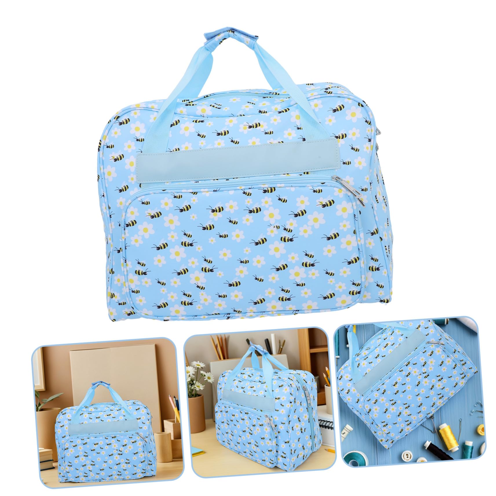 HOMSFOU Sac De Machine à Coudre Portable Cas De Transport De Machine à Coudre Portable Sac De Rangement pour Tricot Ciel Bleu Tissu Oxford 600d