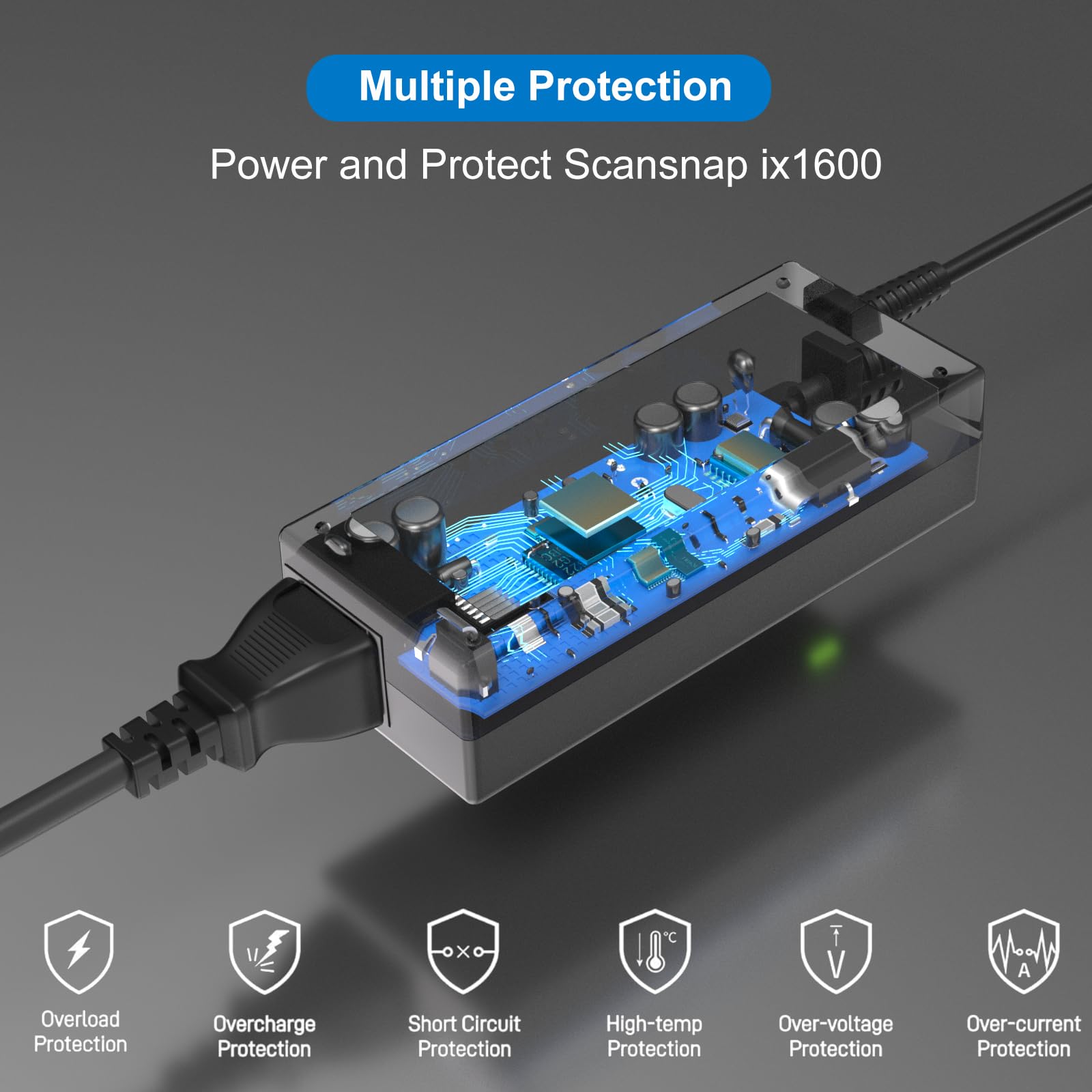 Adaptador de CA de 16 V Compatible con Fujitsu iX1600 iX1400 iX500 iX1500 SV600 S510 Cargador de Alimentación ScanSnap para Canon Pixma iP90 iP100 iP110 iP90v K10249 K10296 K30359