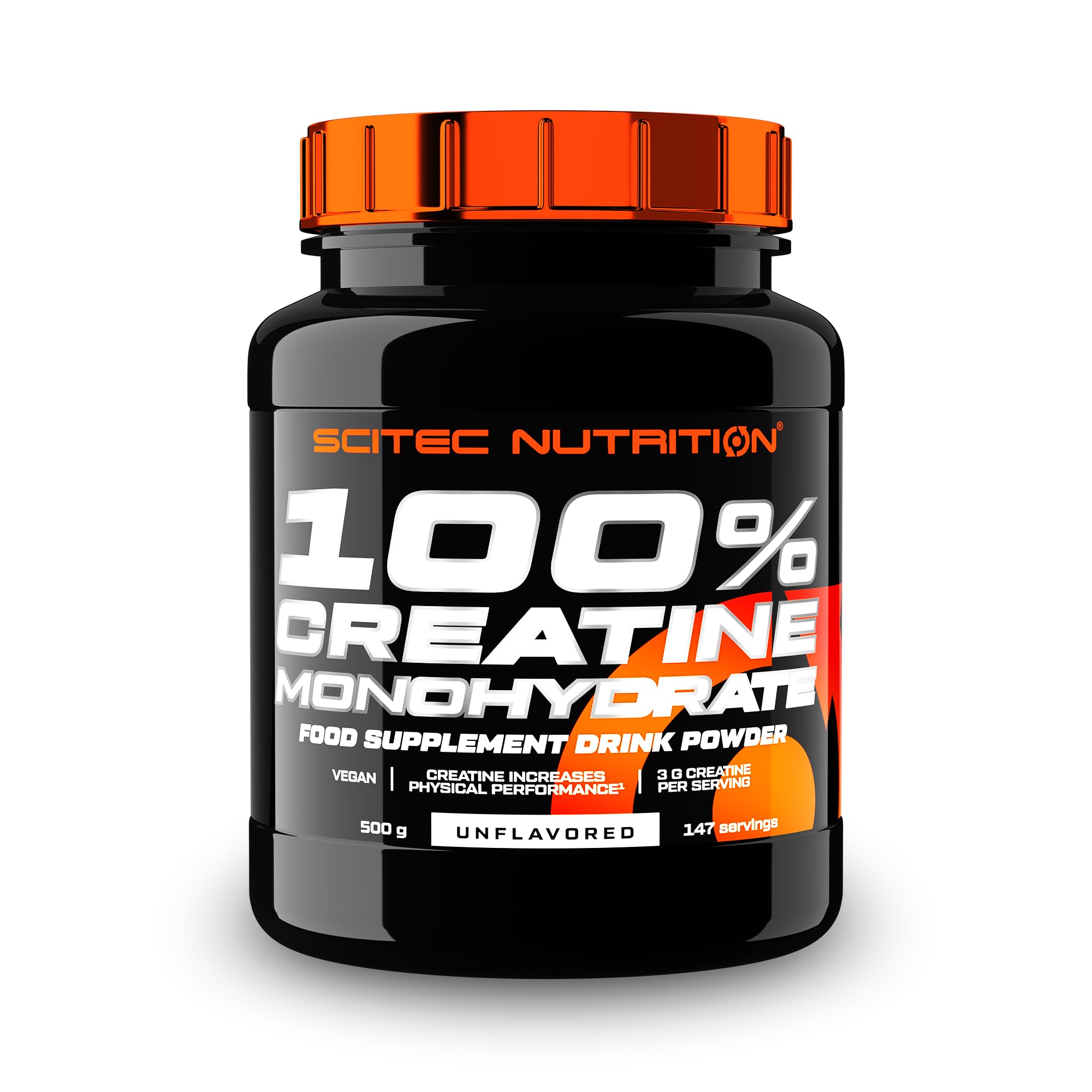 Scitec Nutrition 100% Creatine Monohydrate - Vegano - 3g por porción - Aumento del rendimiento para entrenamientos de alta intensidad - 500 g, sin sabor