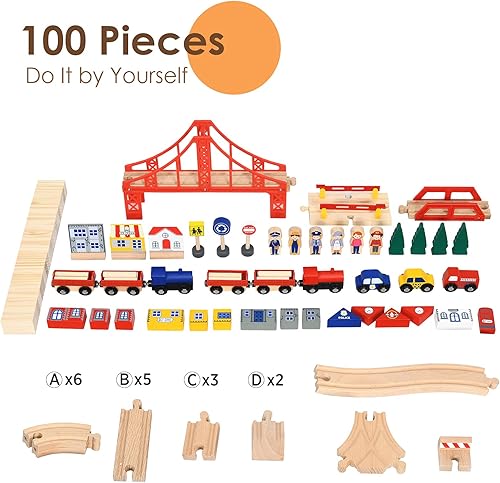 Miniatura 2 de HONEY JOY Mesa de tren mesa de actividades de madera para niños con cajón de almacenamiento 100 piezas multicolor pistas trenes autos juego de mesa