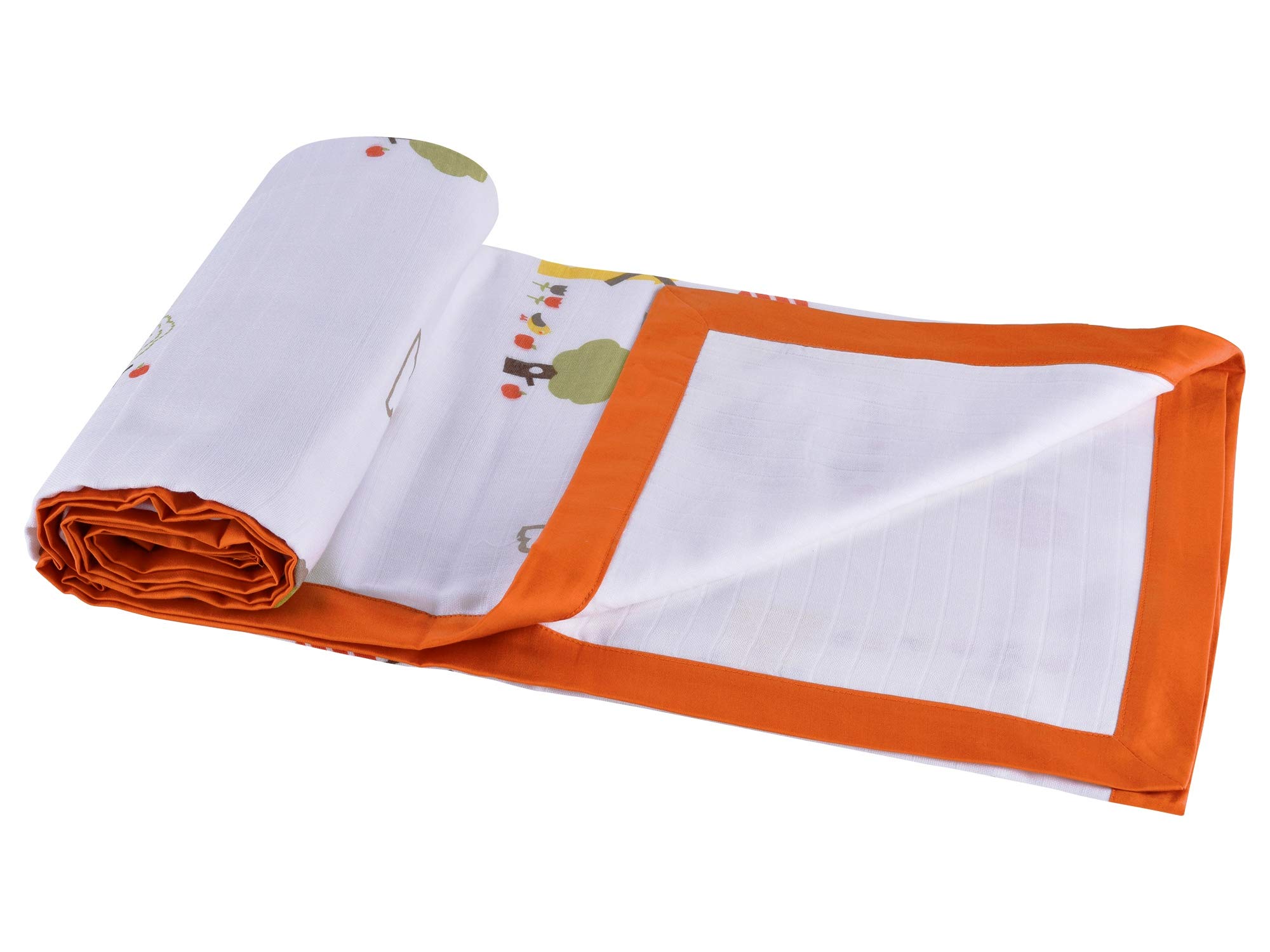 My Milestones 100% Cotton Muslin Baby Blanket - 4 Layered (43x43 inches) - Dutch Country Orange 3