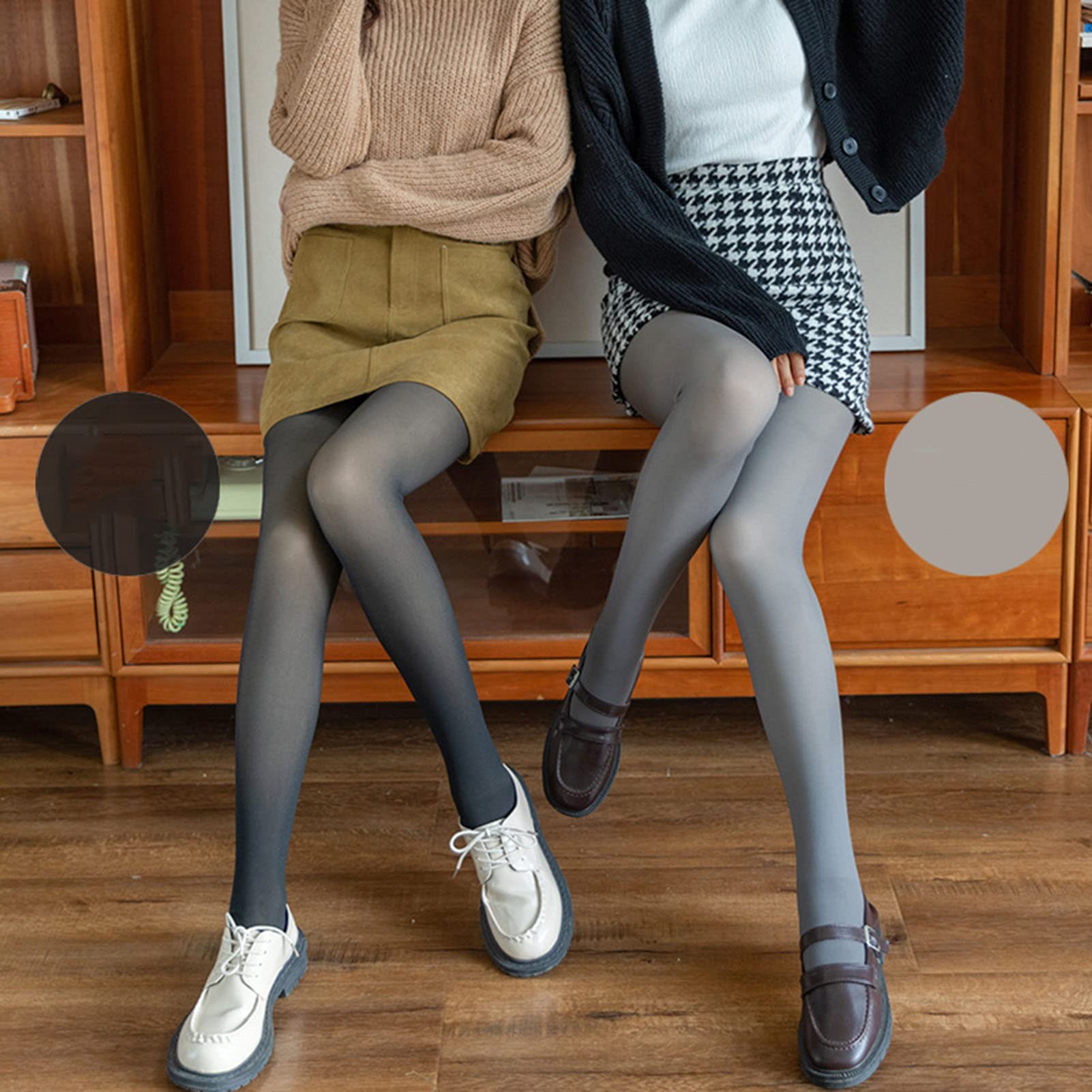 2 Pares Medias Térmicas para Mujer Transparentes para Mujer Lana Forro Interior Cálidas De Invierno Forradas Medias Tallas Grandes Pantis Invierno Alta Leggings Pant black-220g