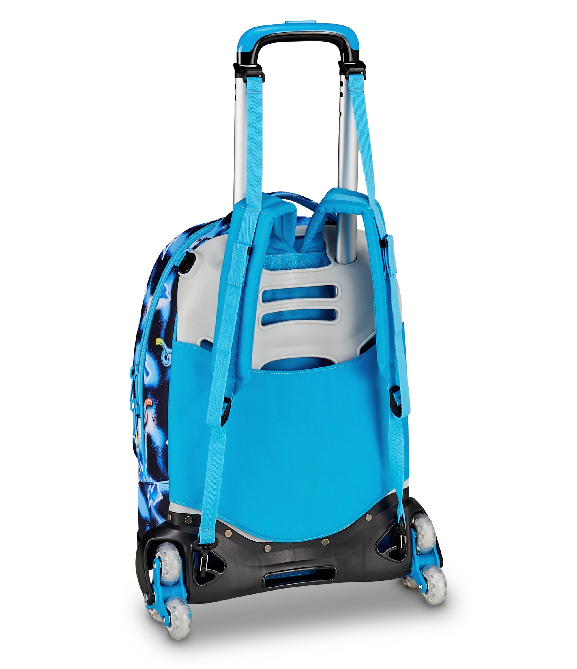 SJ GANG STYLE JAM GANG Trolley Jack 8 ruote GLOWGAME, Blu, 34L, Scomponibile, Cross-over System, 3 in 1, Spallacci a scomparsa, Tasca portaborraccia, Barra regolabile, Scuola elementare, Bambino