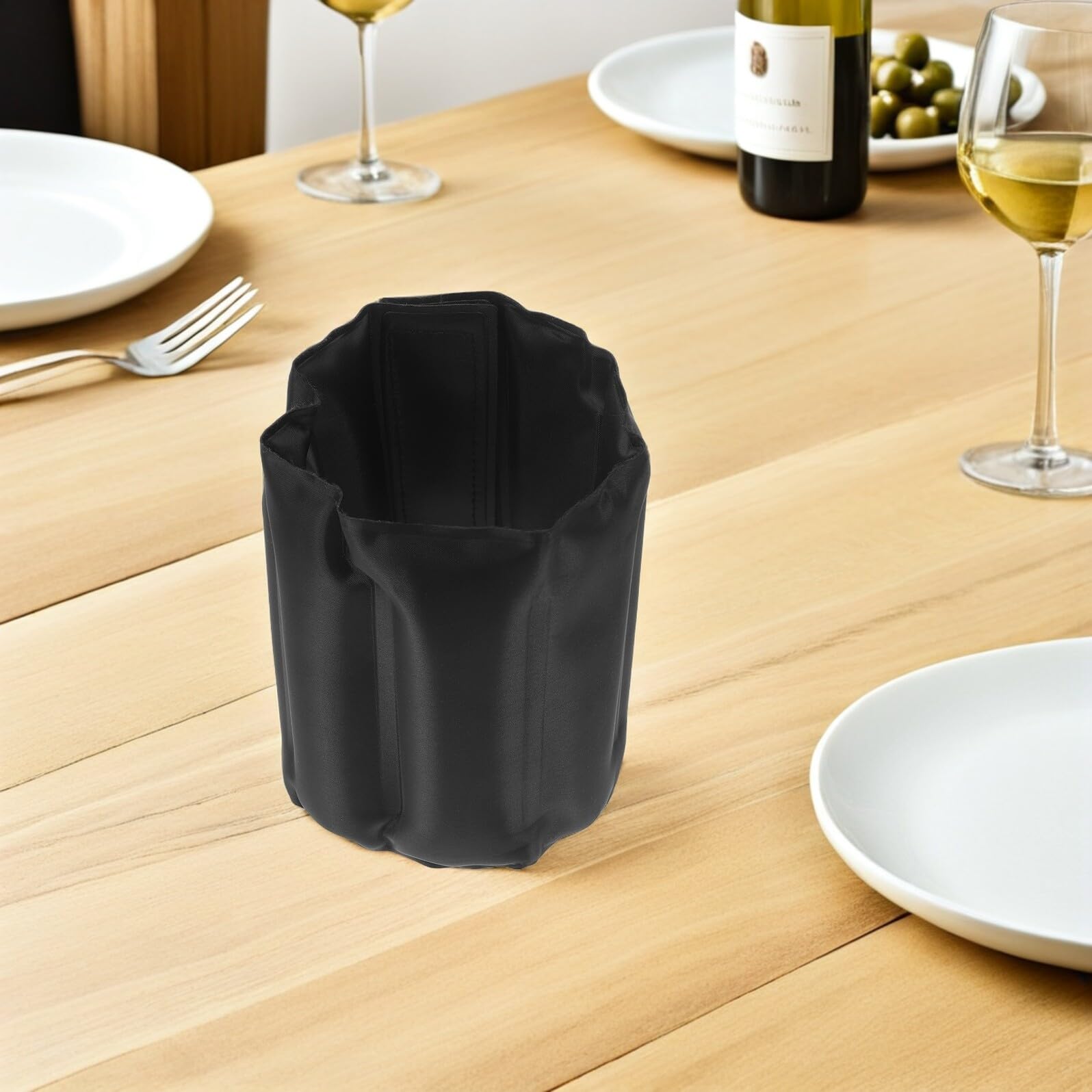 ABOOFAN 2 Pièces Housse Isotherme pour Bouteille de Vin Manchon Réfrigérant Souple Pochette de Transport pour Bouteille Housse Isotherme Noire Réutilisable
