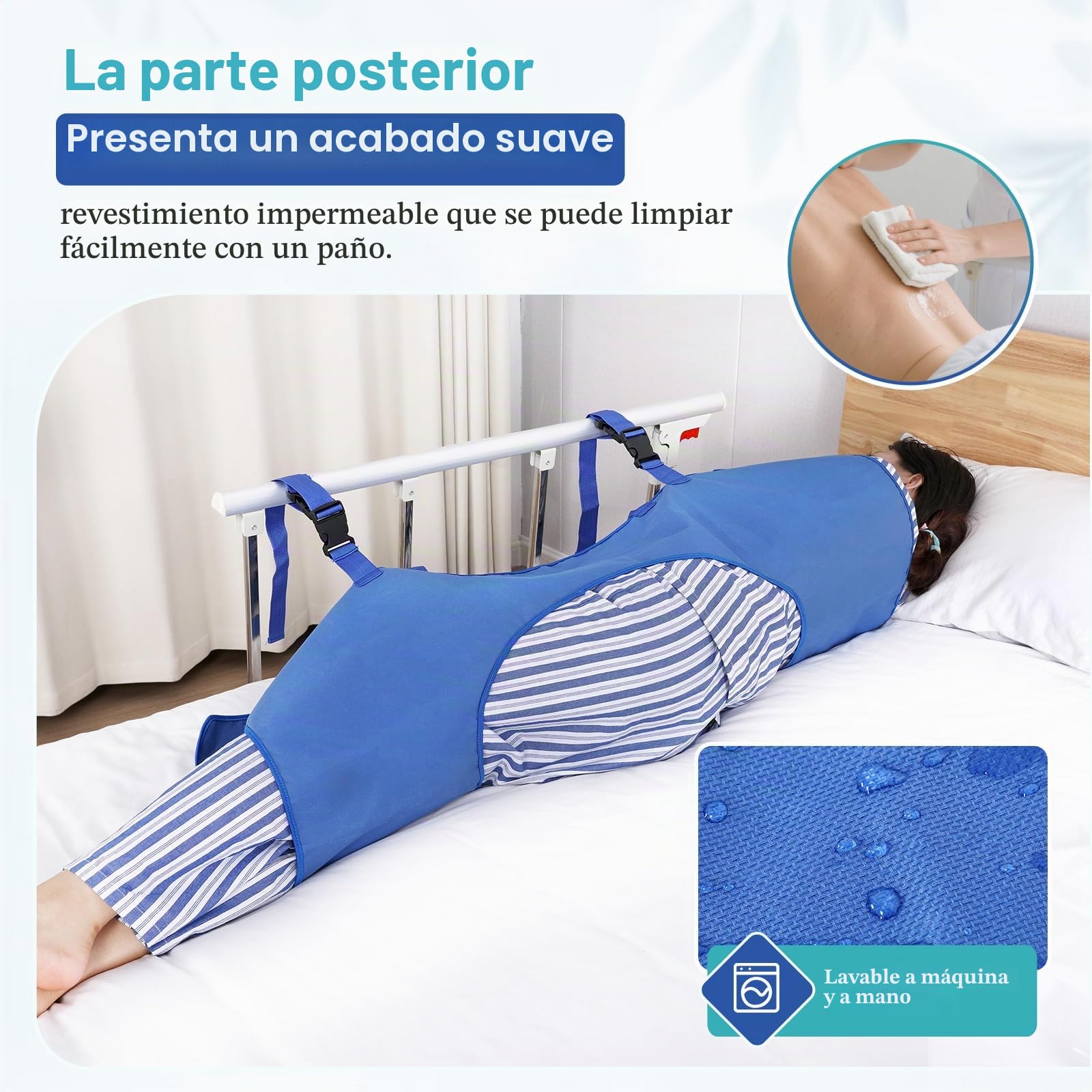 Almohadilla de posicionamiento con asas reforzadas, sábana de transferencia multiusos para girar, levantar y reordenar, para ancianos y pacientes