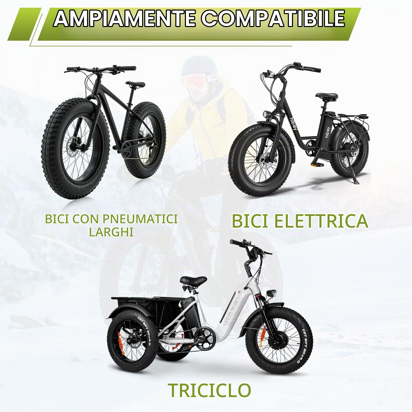 Confezione da 2 pneumatici pieghevoli per bicicletta elettrica da 60 TPI, 20/26 x 4,0, ricambio per mountain Snow and Beach Bike