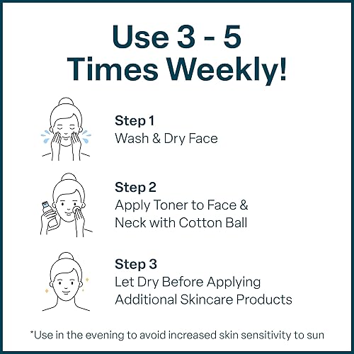 Miniatura 4 de Tónico de ácido glicólico – Solución tonificante profesional exfoliante antienvejecimiento para la cara con 10% AHA, hamamelis, proteína de arroz