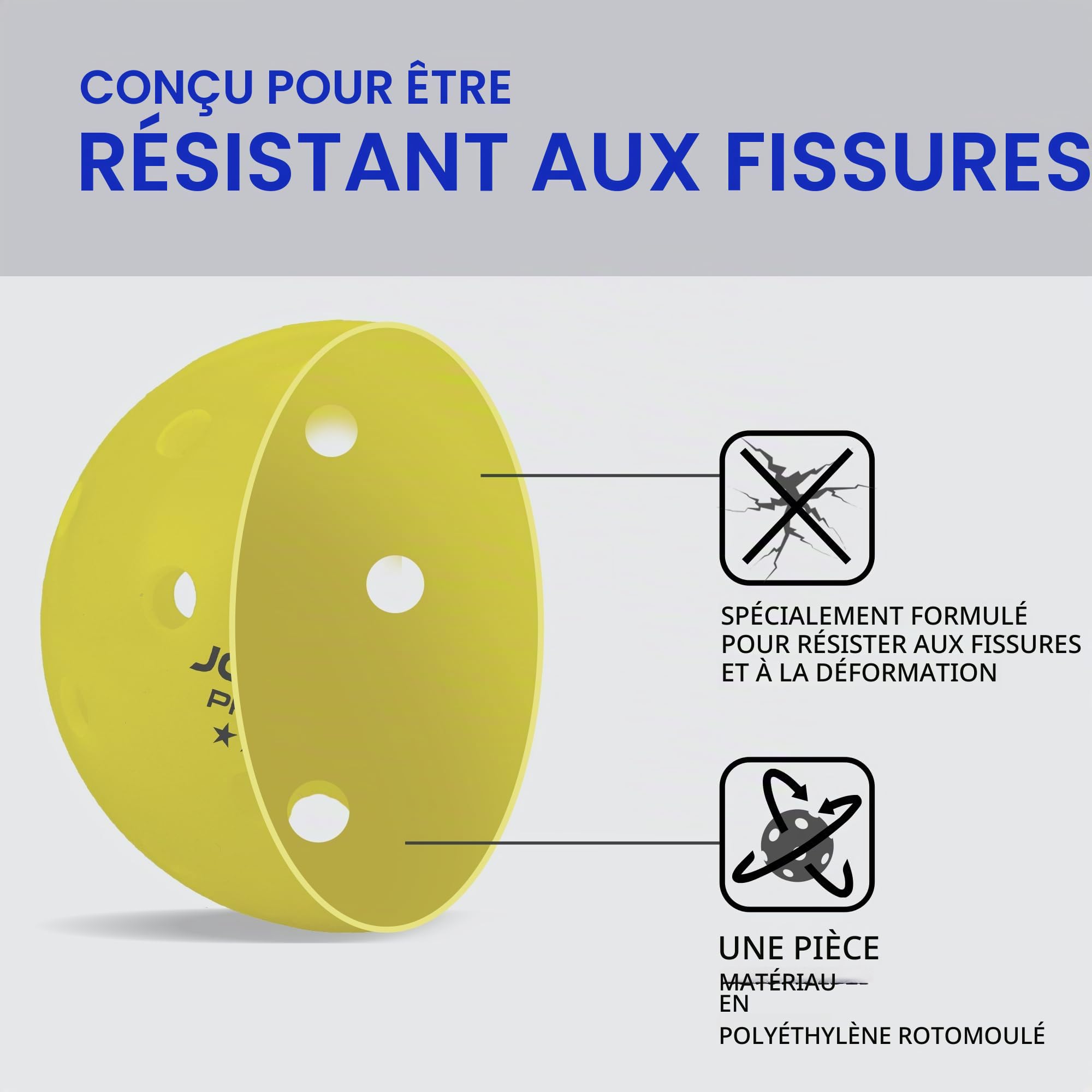JOOLA Primo Balls Balles de Jeu 3 étoiles de qualité supérieure pour l'extérieur et l'intérieur avec Certification USAPA-26 g-74 mm de diamètre Pickleball