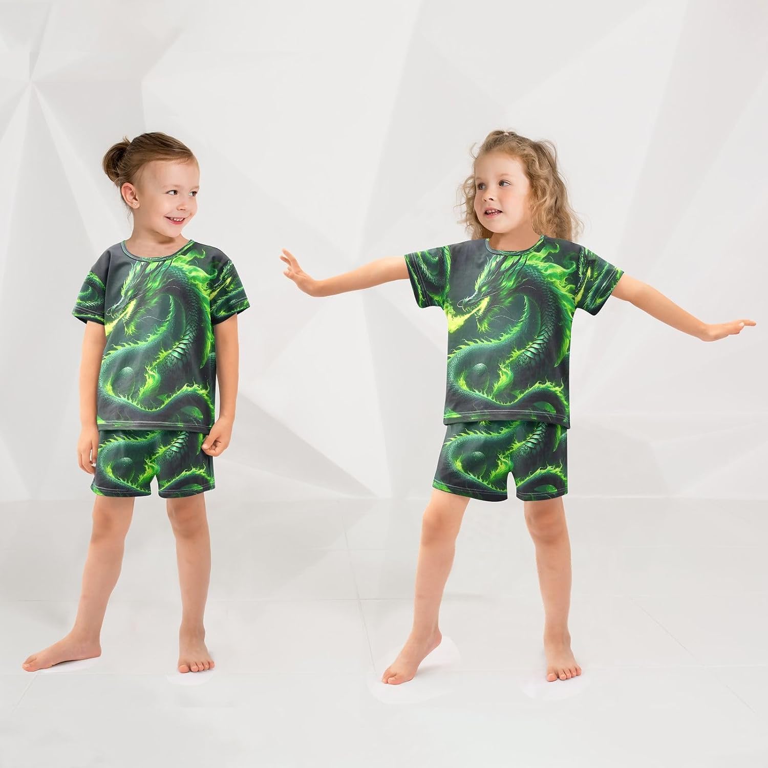 Wolf Night Kids Pjs Set Boys Girls Summer Short-Sleeve Sleepwear Pajamas 2PCS