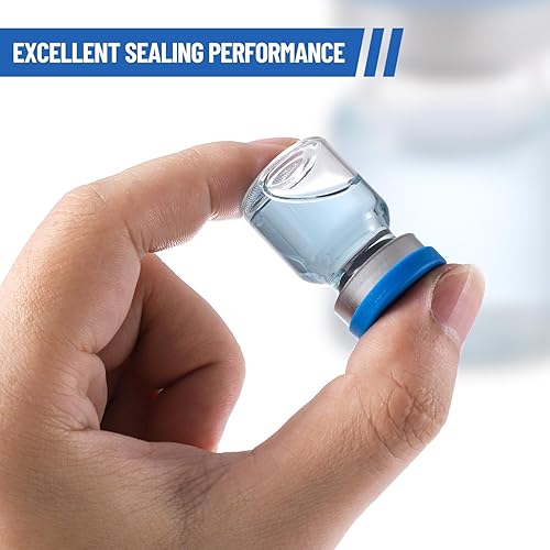 Miniatura 4 de Paquete de 100 viales de vidrio de 0.1 fl oz, viales de vidrio transparente con tapas abatibles de plástico y aluminio y tapones de goma, vial de